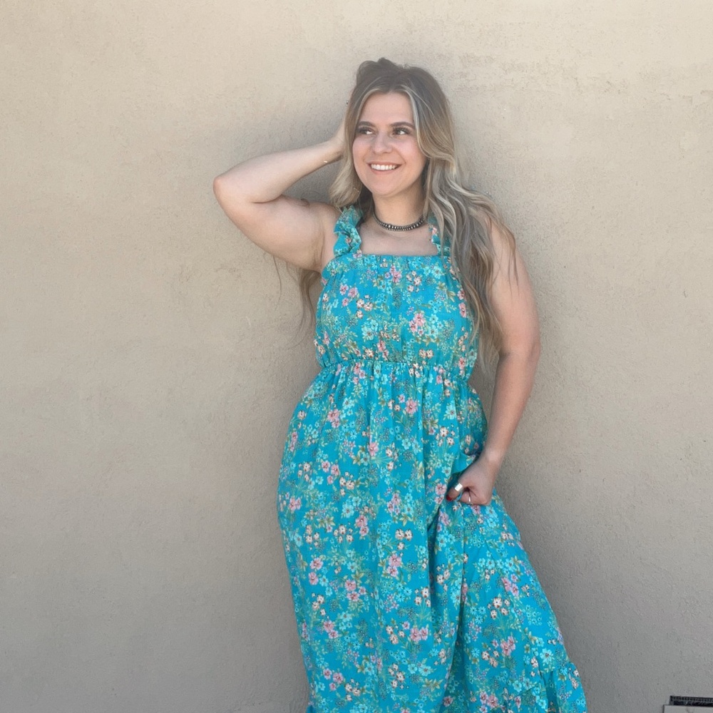 Floral Blue Maxi Dress - Picture 5 of 5